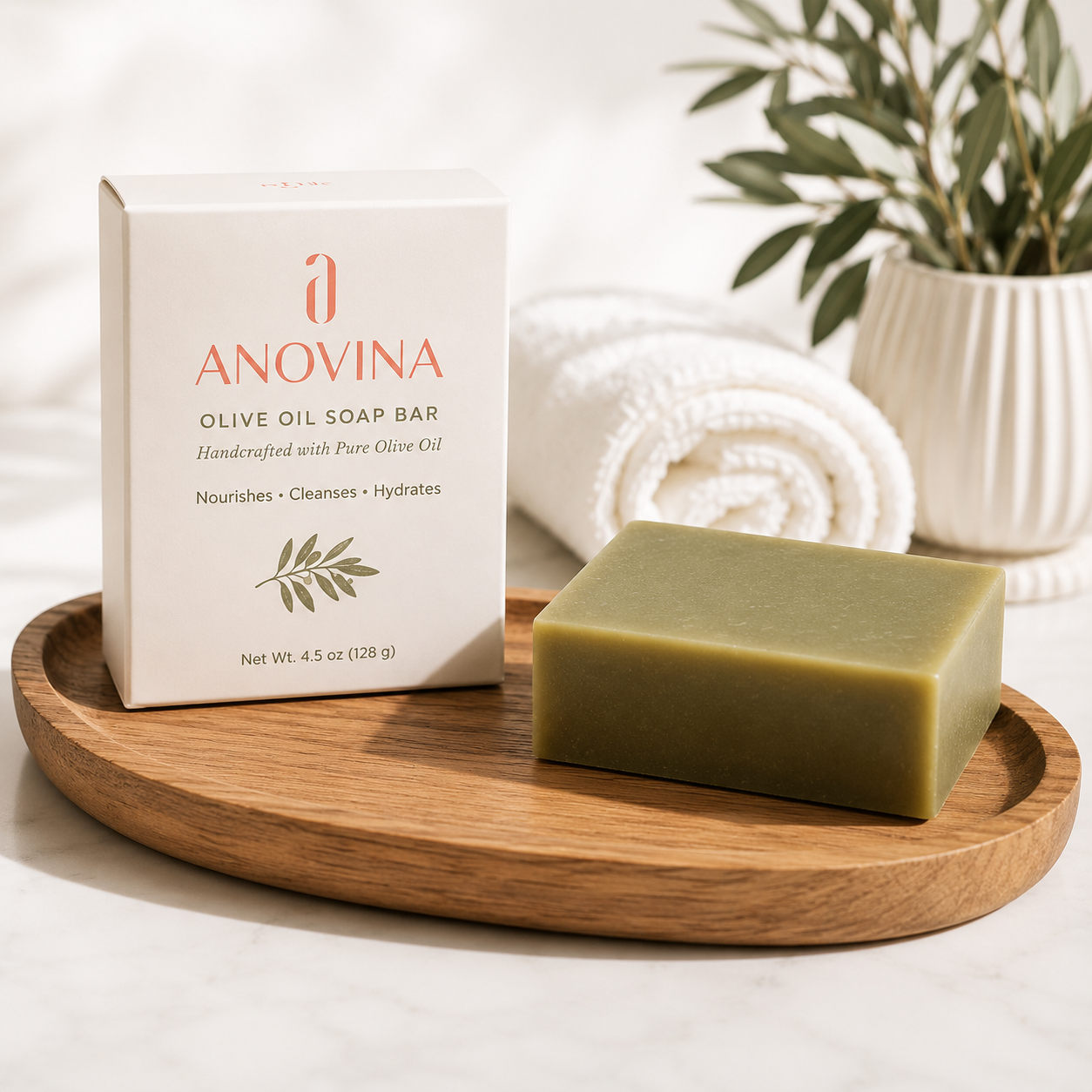 Organic Olive Oil Soap Bar – Unscented  Bundle of 3 - Anovina